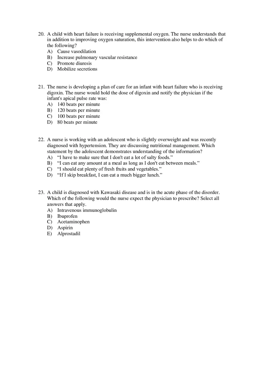 Maternity and Pediatric Nursing - Practice Questions - Page 6