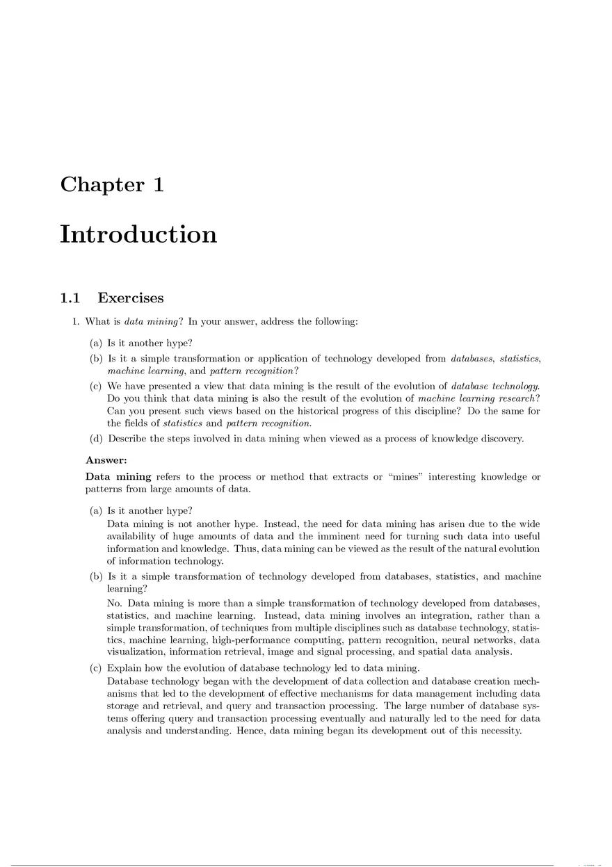 Solution Manual for Data Mining Chapter 1 - Page 1