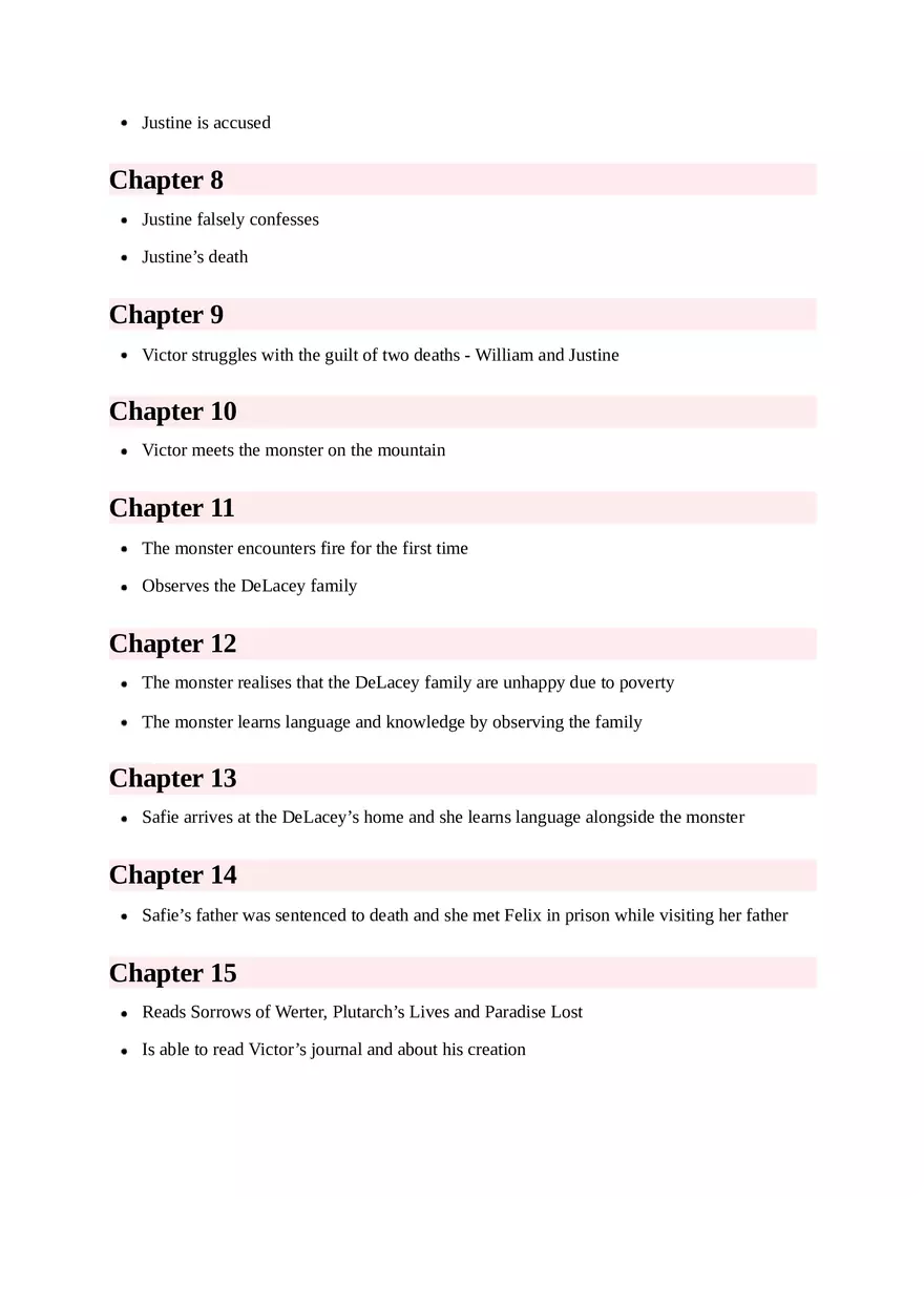 Frankenstein Timeline and Chapter Summaries - Page 2