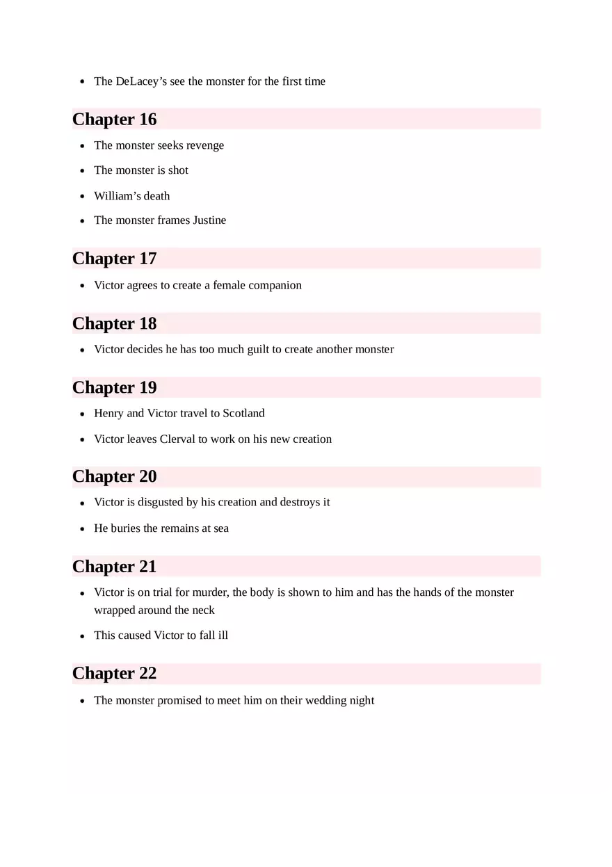 Frankenstein Timeline and Chapter Summaries - Page 3