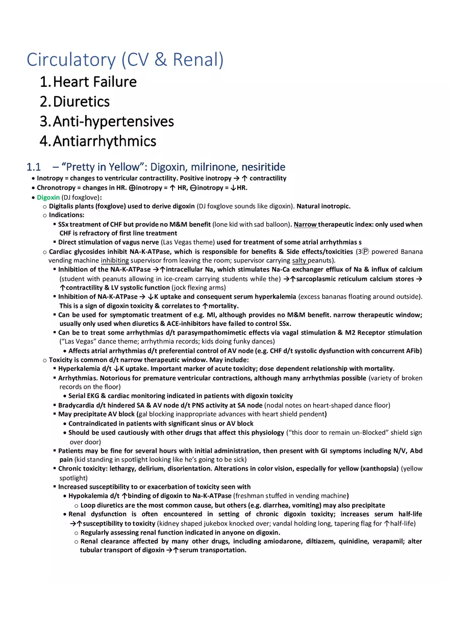 Circulatory (CV and Renal) - Page 1