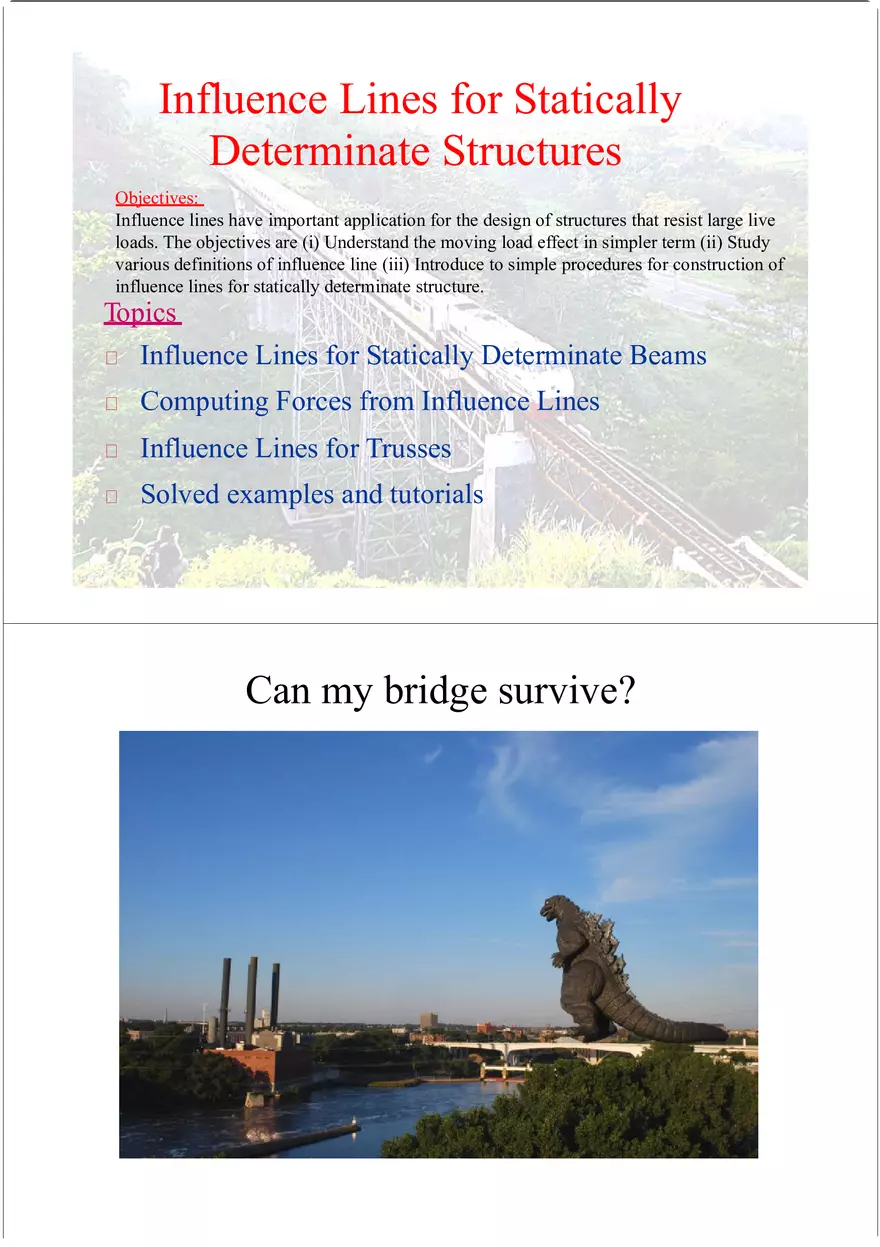 Influence Line - Lecture Notes 1 - Page 1