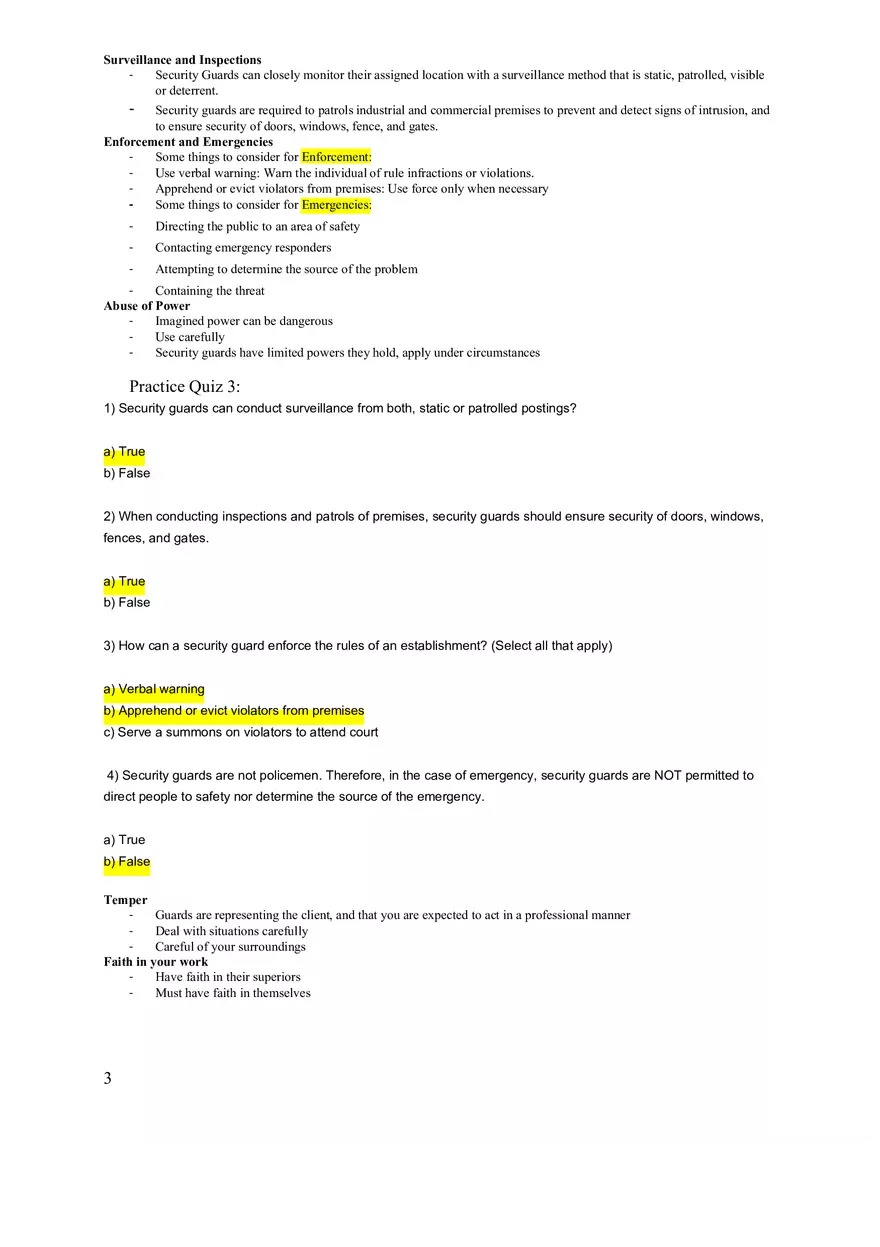 Security Guard Training Notes Questions and Answers - Page 8