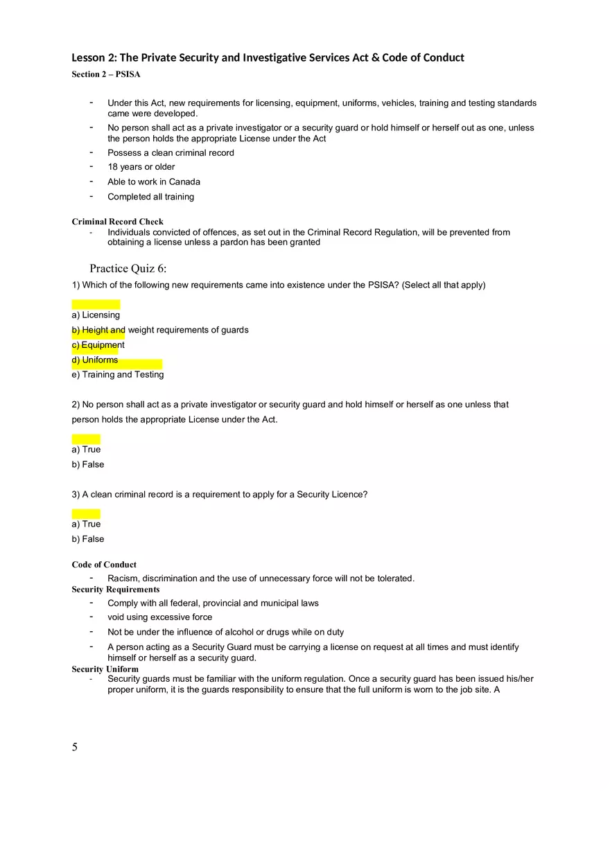 Security Guard Training Notes Questions and Answers - Page 10