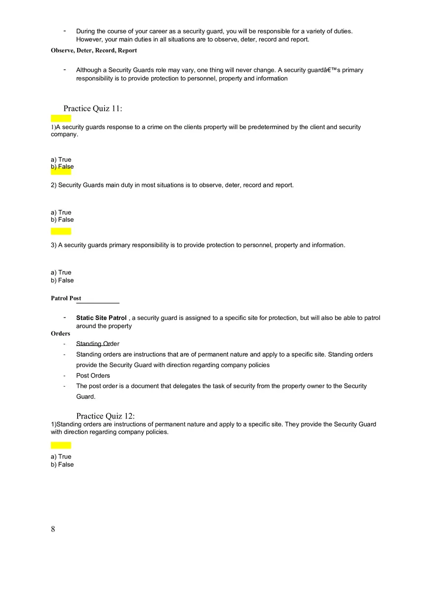 Security Guard Training Notes Questions and Answers - Page 13