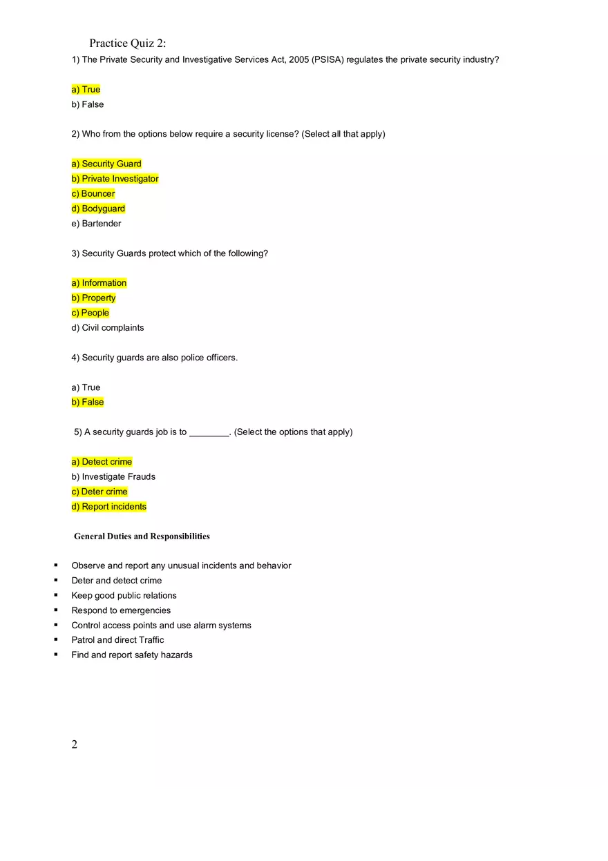 Security Guard Training Notes Questions and Answers - Page 2