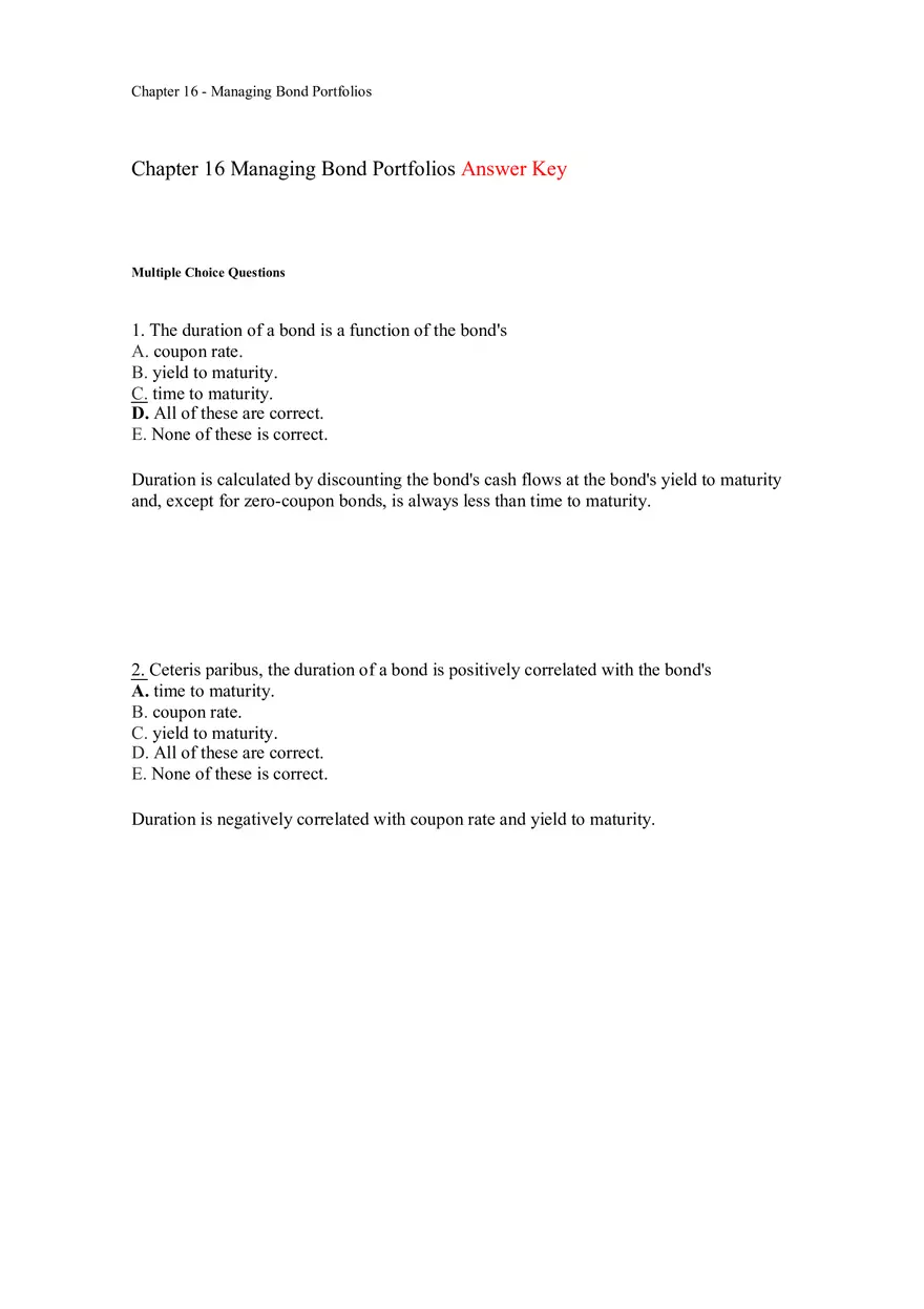 Managing Bond Portfolios Answer Key 1 - Page 1