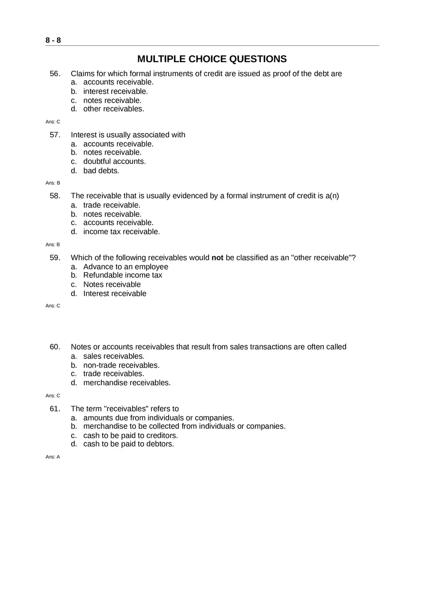 Accounting for Receivables Answer Key Part 1 - Page 7