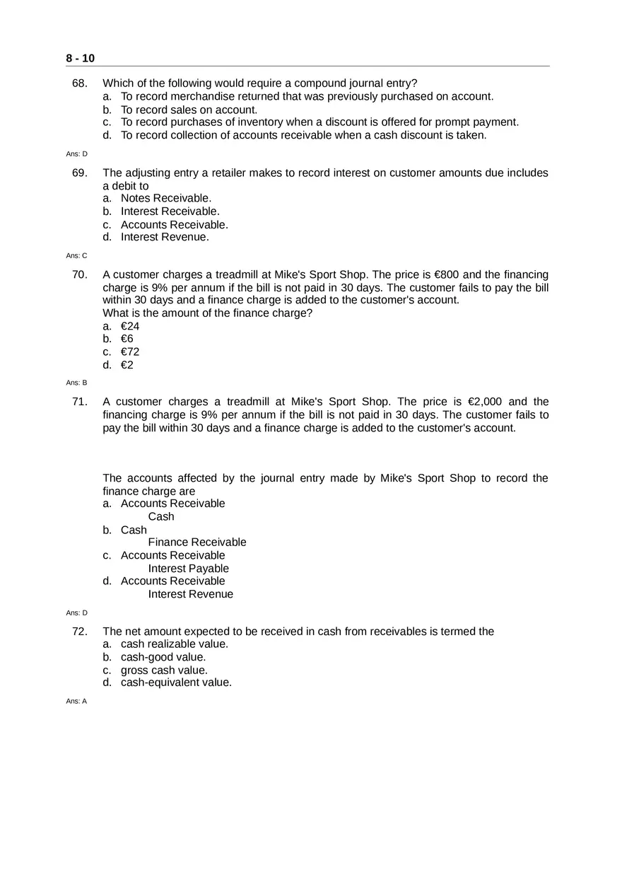 Accounting for Receivables Answer Key Part 1 - Page 9