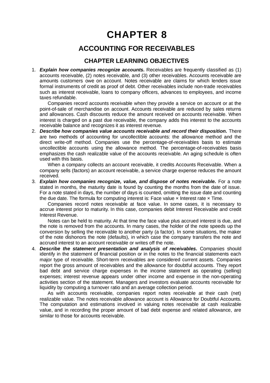 Accounting for Receivables Answer Key Part 1 - Page 1