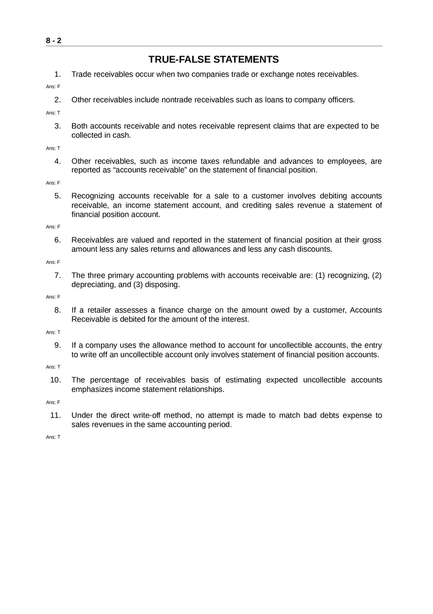 Accounting for Receivables Answer Key Part 1 - Page 2