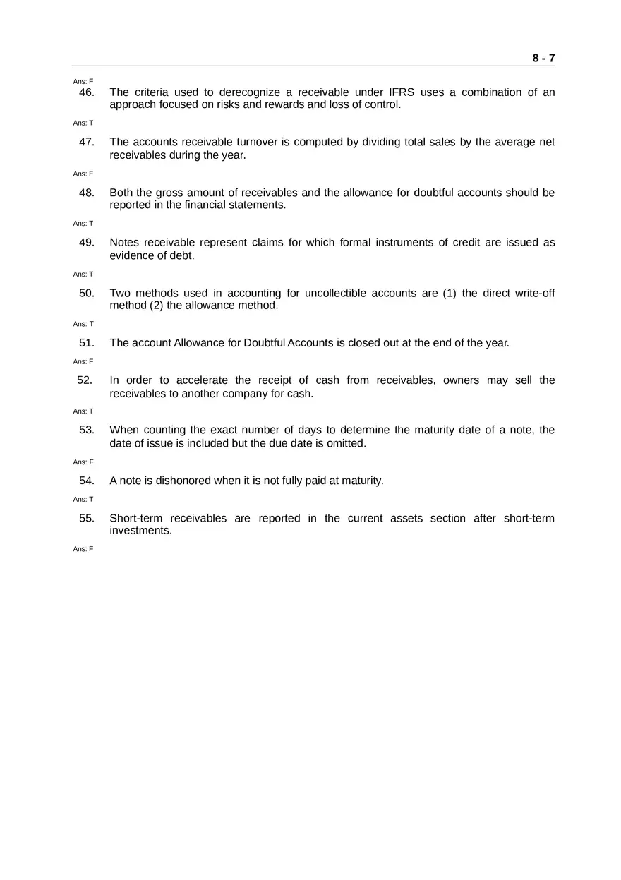 Accounting for Receivables Answer Key Part 1 - Page 6