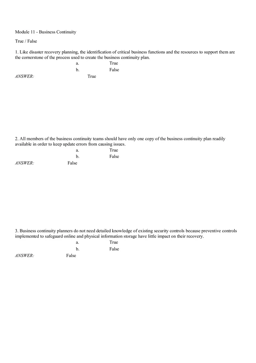 Business Continuity Answer Part 1 - Page 1