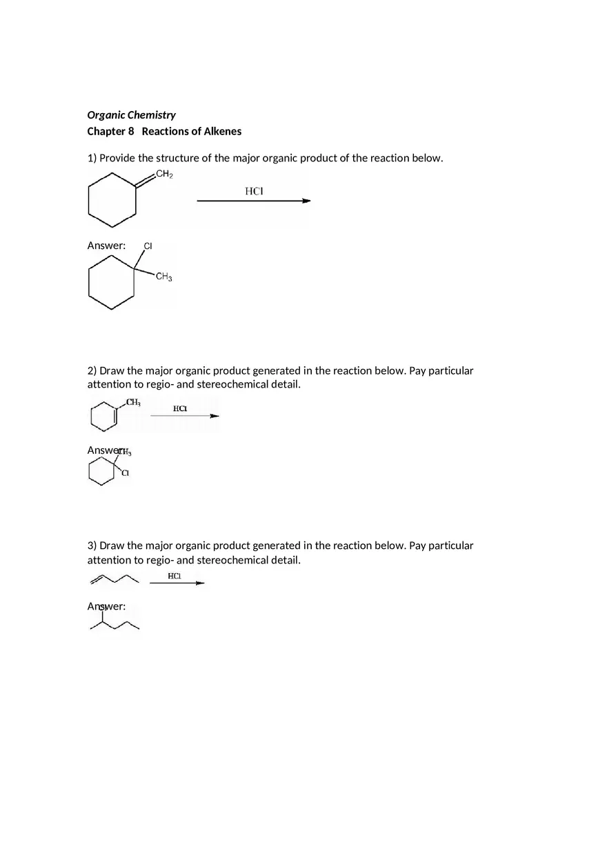 Reactions of Alkenes Part 1 - Page 1
