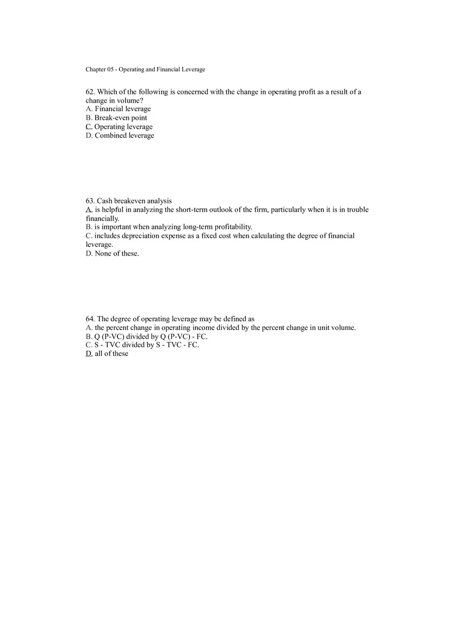 Operating and Financial Leverage Assignment Part 5 - Page 1
