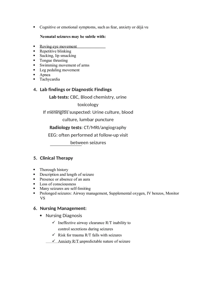 Seizure Disorder Case Study (Generalized) - Page 2