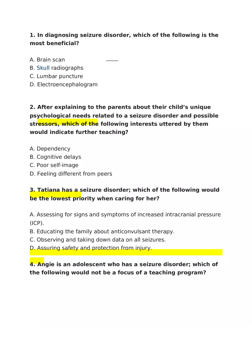 Seizure Disorder Case Study (Generalized) - Page 4
