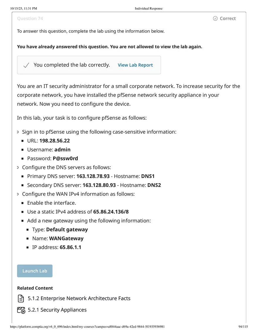 Fall 2025 Midterm Exam Configure a Screened Subnet - Page 109