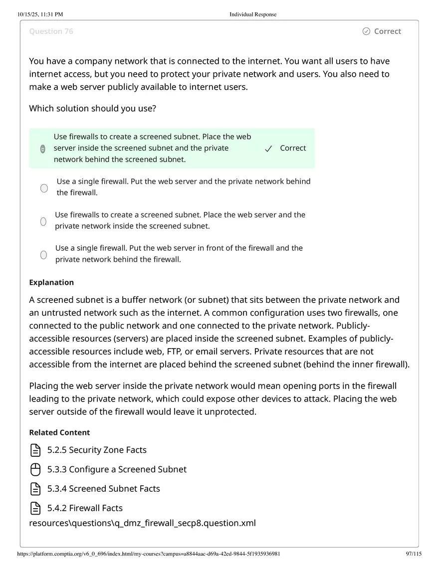 Fall 2025 Midterm Exam Configure a Screened Subnet - Page 112