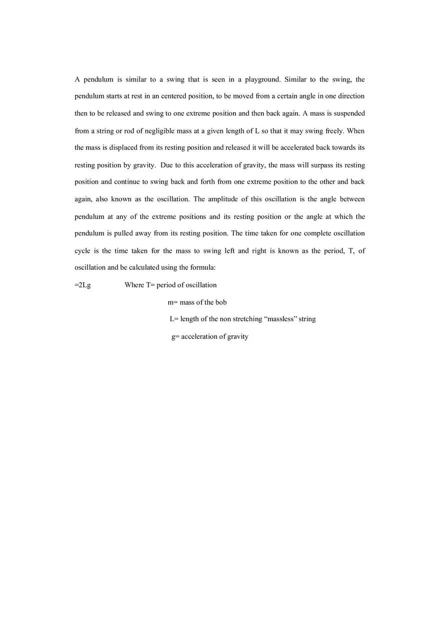 The Simple Pendulum - Lab Report - Page 3