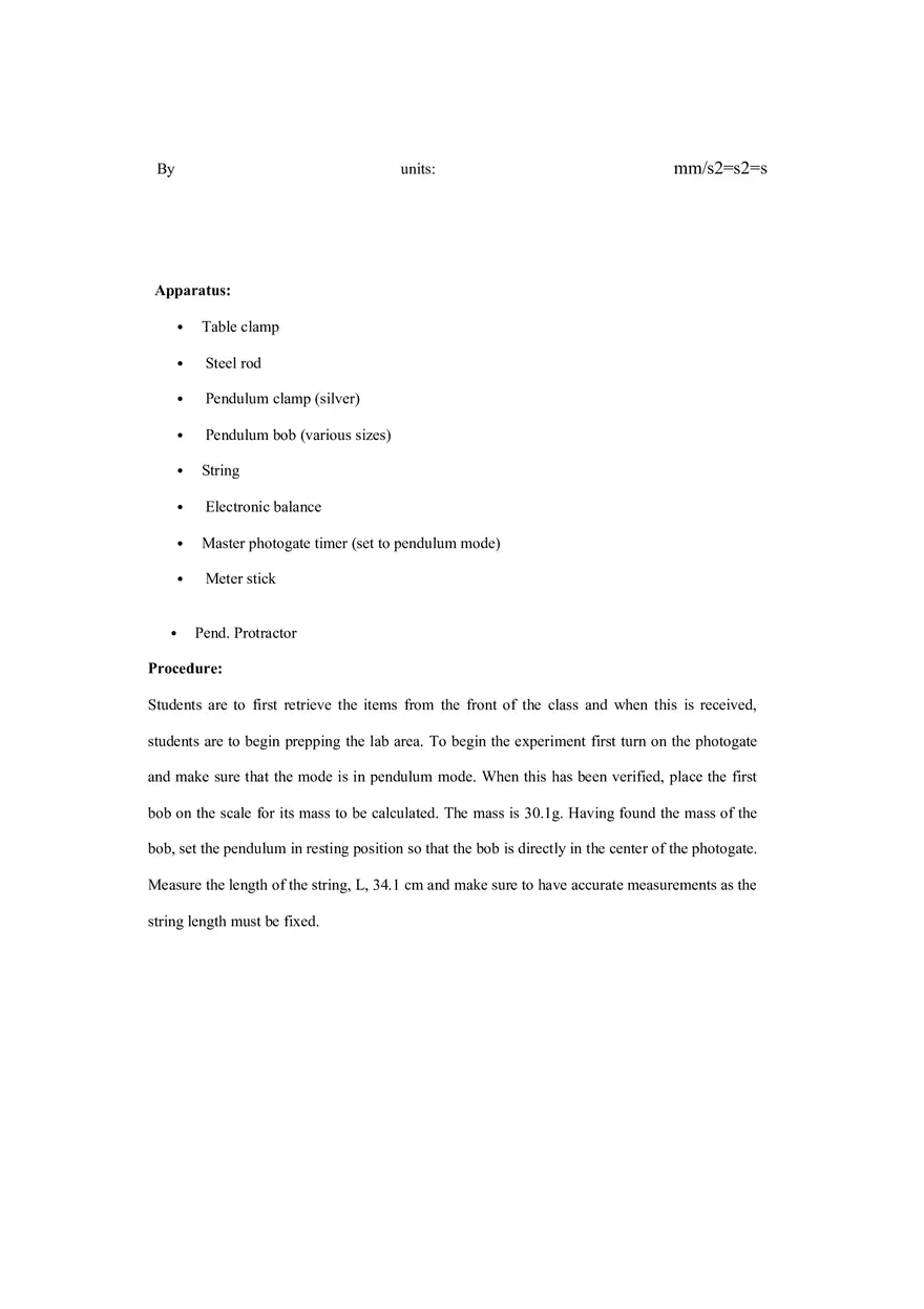 The Simple Pendulum - Lab Report - Page 4