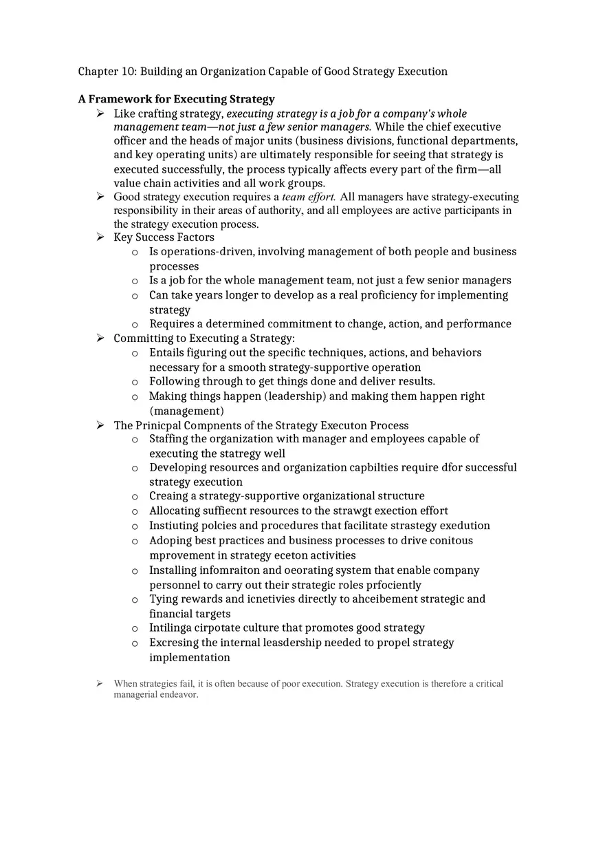 Chapter 10 Summary Crafting and Executing Strategy - Page 1