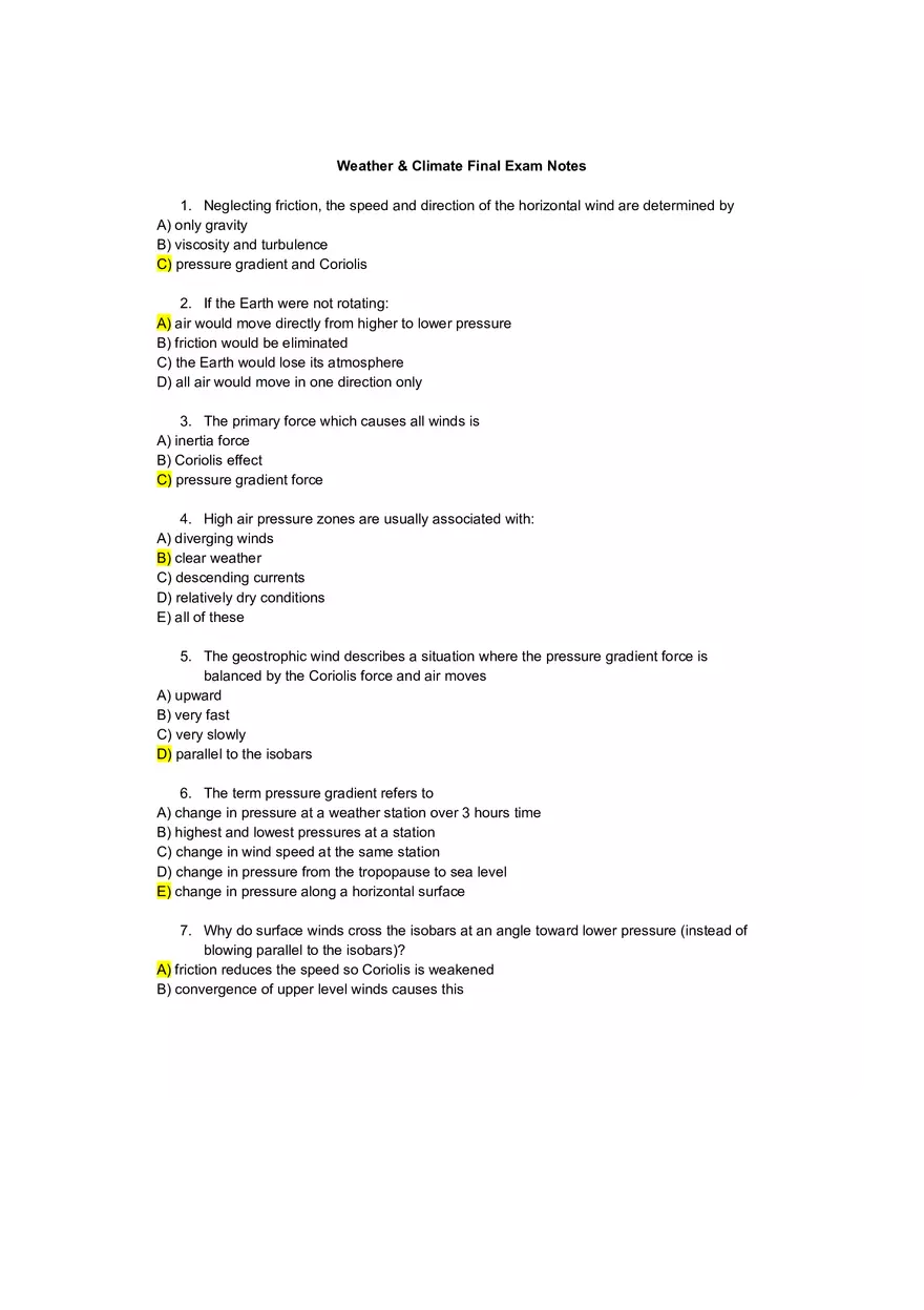 Weather and Climate Final Exam Notes - Page 1