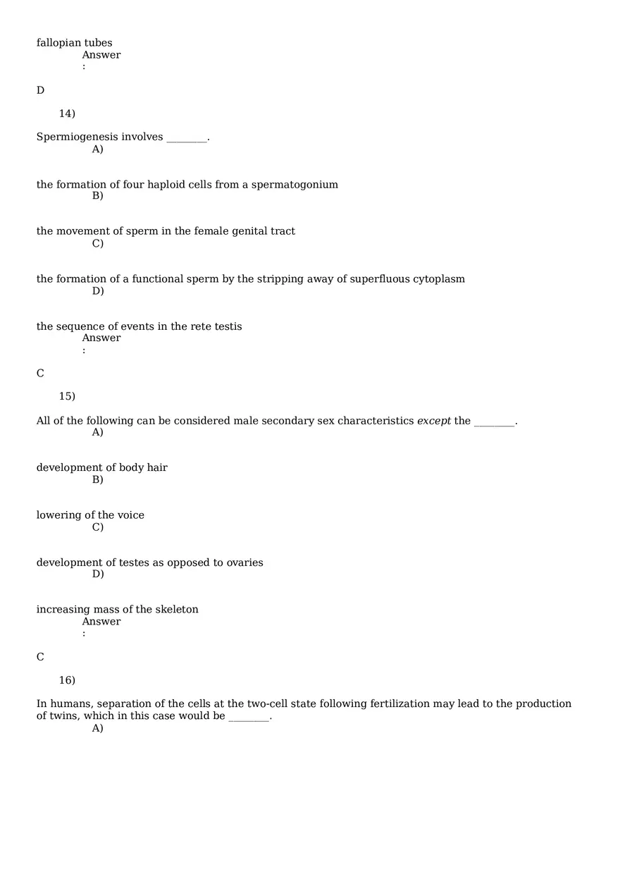 Reproductive System Practice Questions - Part 2 - Page 8