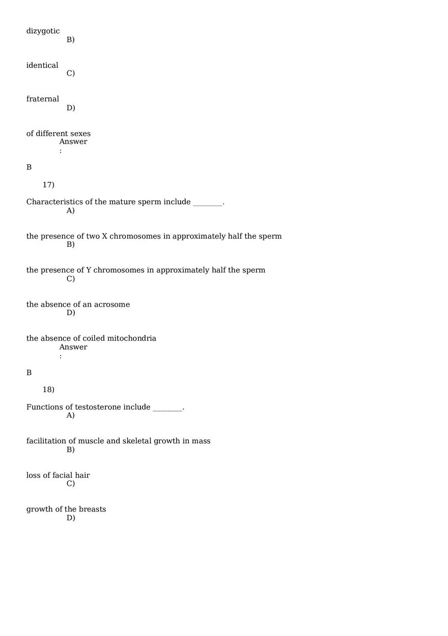 Reproductive System Practice Questions - Part 2 - Page 9