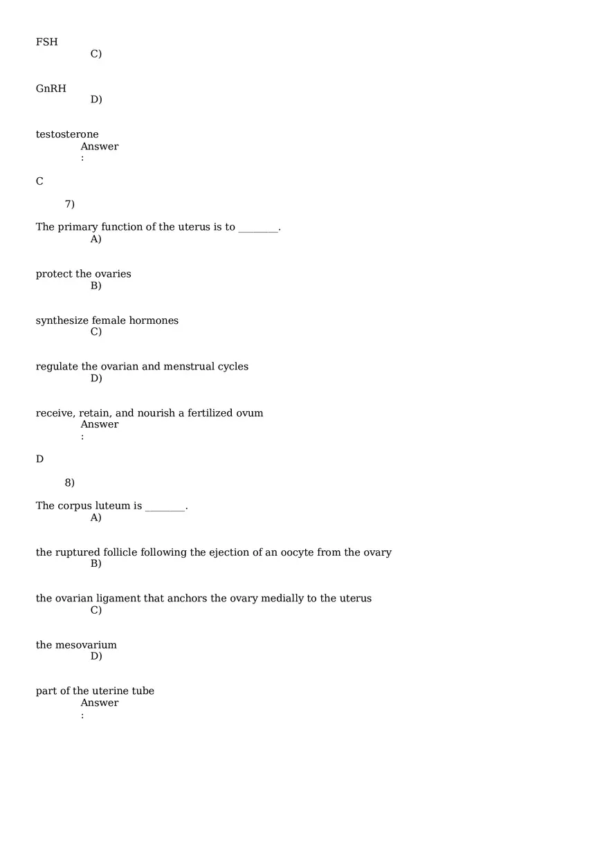 Reproductive System Practice Questions - Part 2 - Page 5