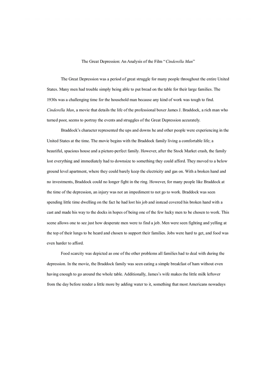 Cinderella Man Analysis - Page 1