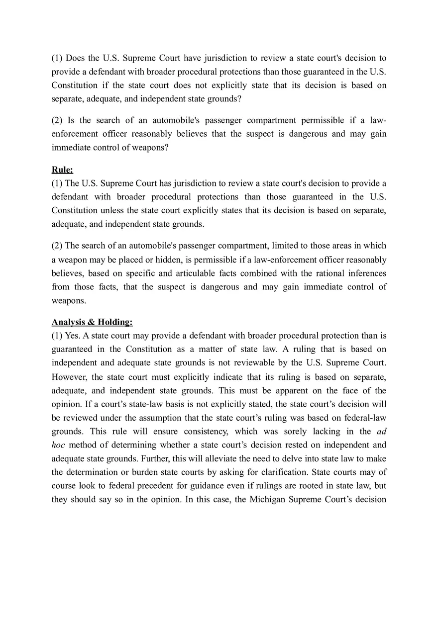 Criminal Procedure Michigan v. Long - Page 2