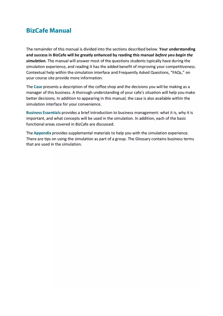 BizCafe Is a Computer Simulation Part 1 - Page 3