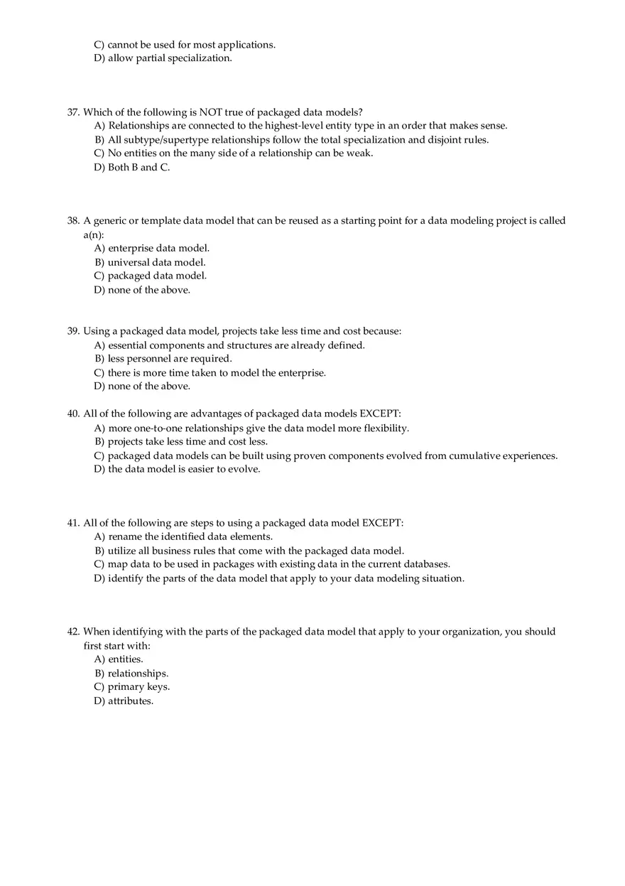 Entity-Relationship Modeling and Subtypes - Quiz - Page 9