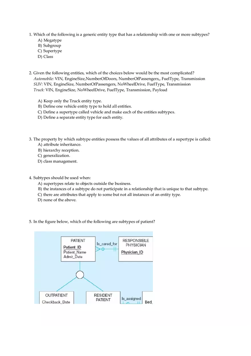 Entity-Relationship Modeling and Subtypes - Quiz - Page 20