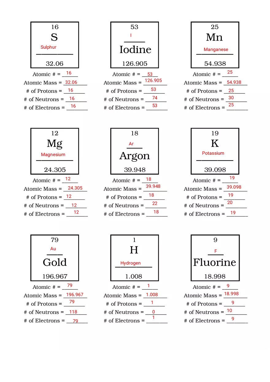 Atomic Math Challenge Answer Key - Page 2