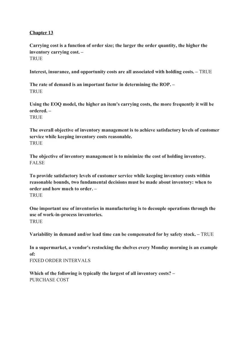 Operations and Supply Chain Management Chapter 13,14,15,17 HW Solutions - Page 1