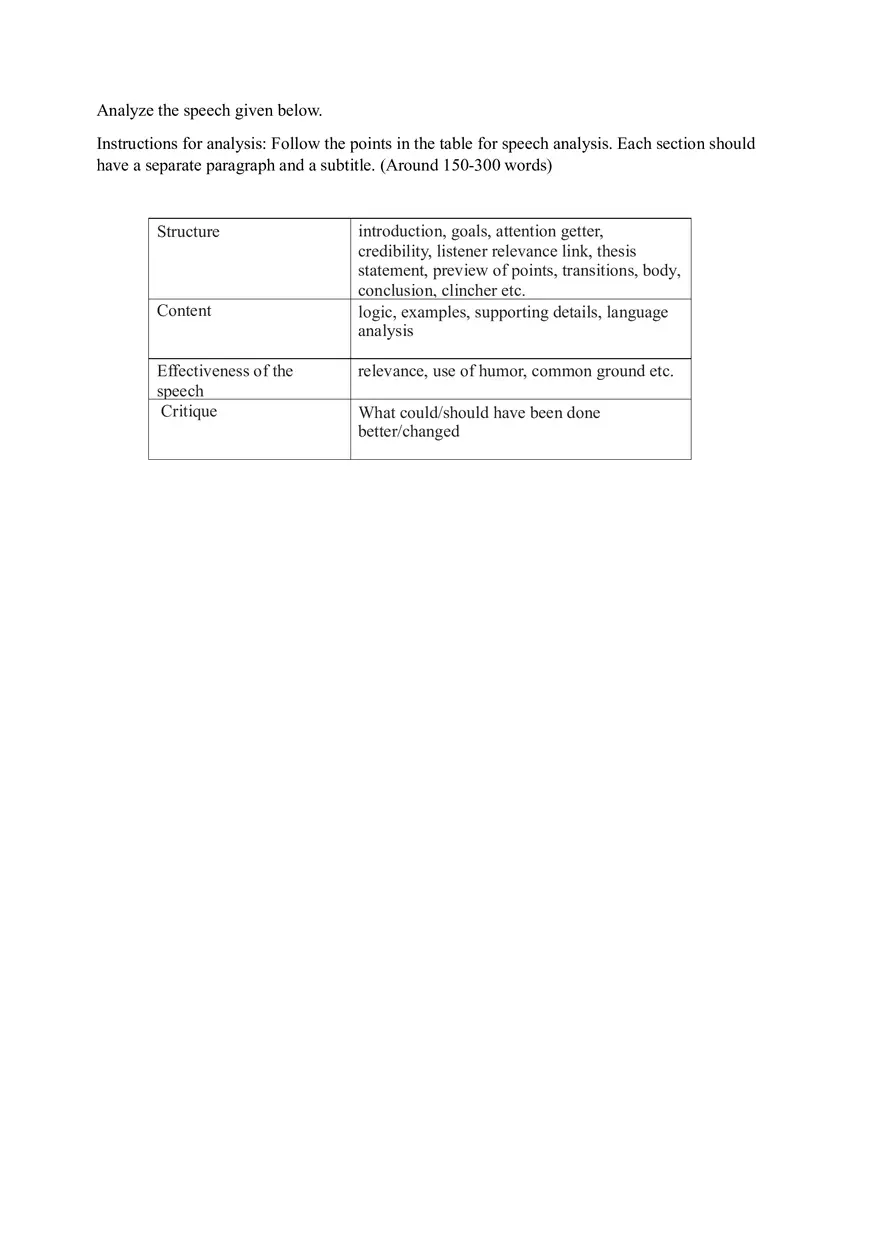 Sample Speech Analysis for Quiz - Page 1