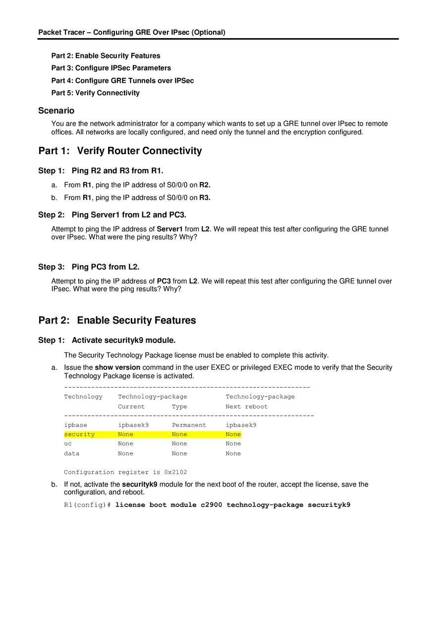 Configuring GRE Over IPsec Instructions - Page 2