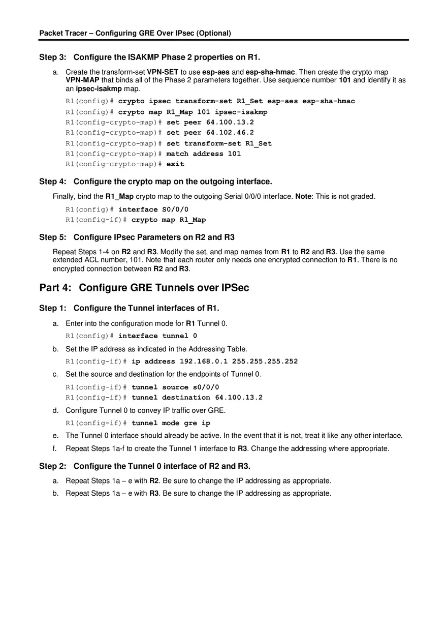Configuring GRE Over IPsec Instructions - Page 4