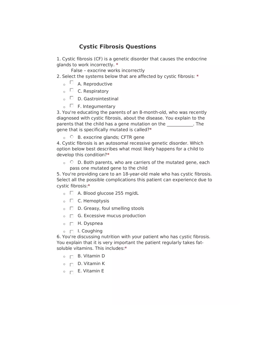 Cystic Fibrosis Questions - Page 1