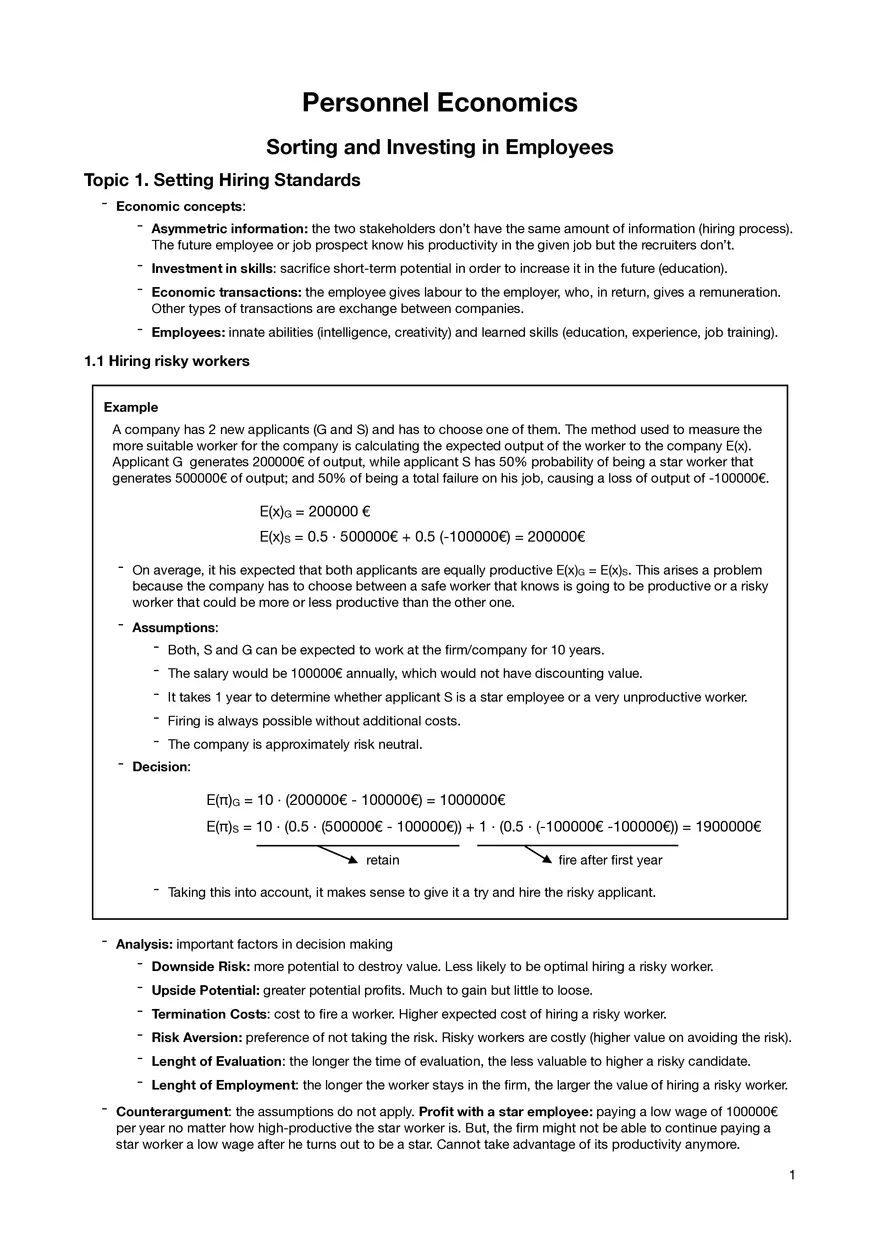 Personnel Economics - Page 1