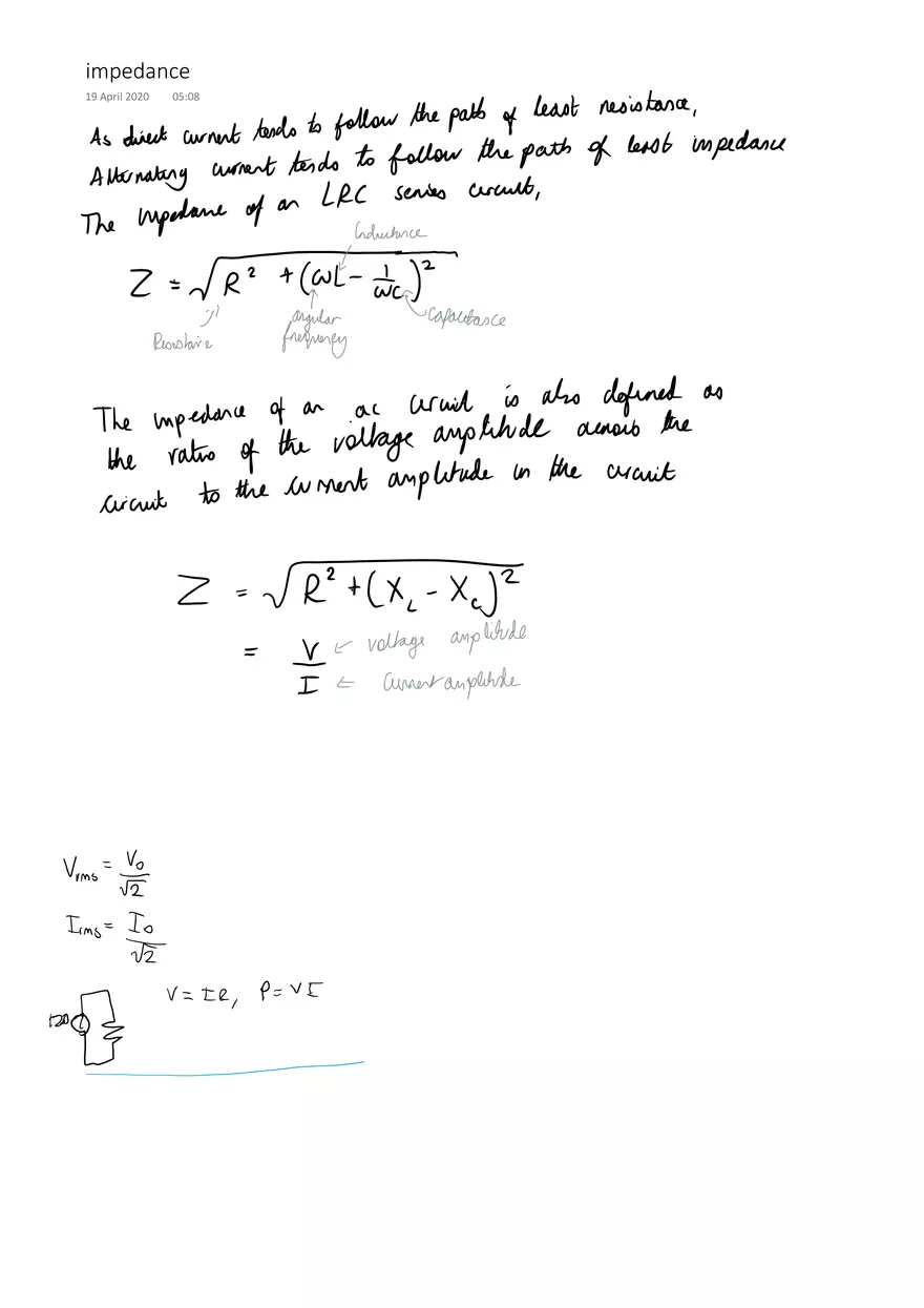 Impedance Study Notes - Page 1