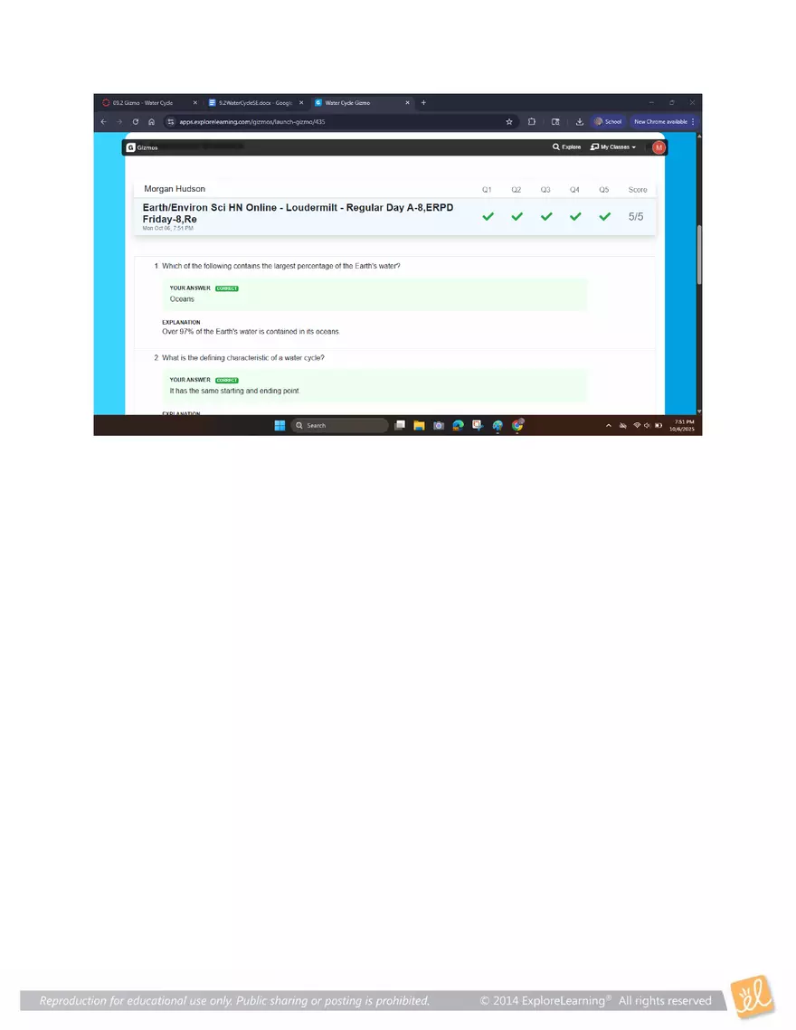 Student Exploration: Water Cycle - Page 6