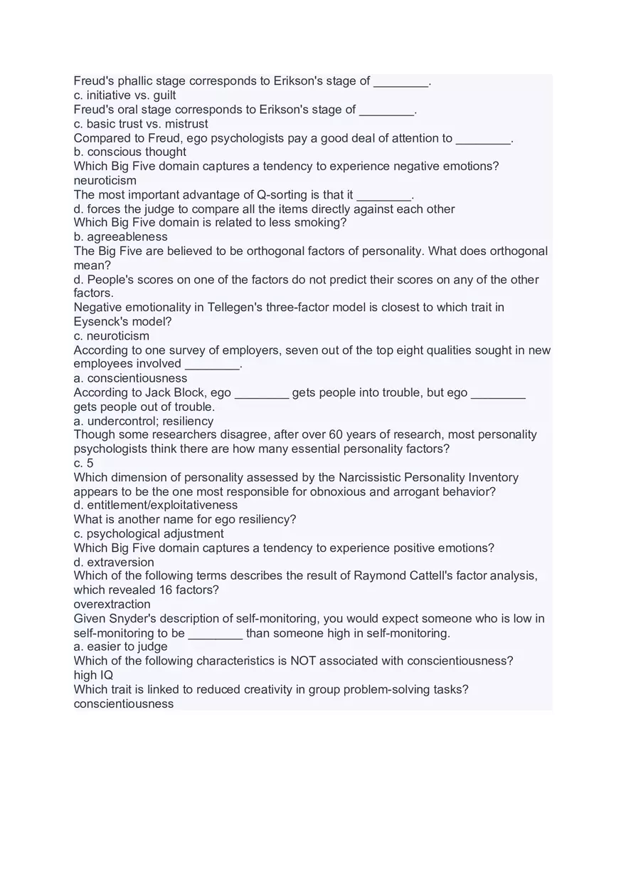 Personality Psychology Study Materials - Page 9