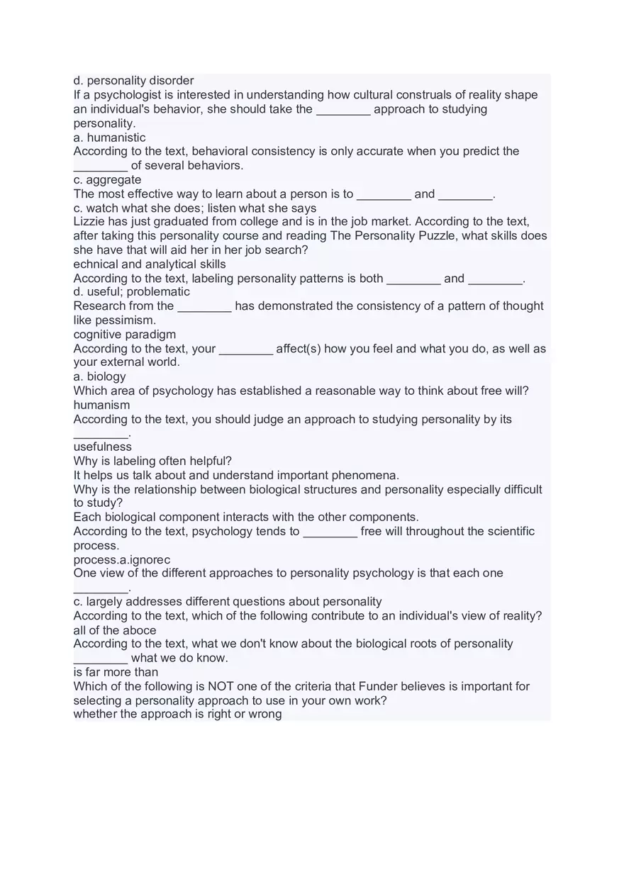 Personality Psychology Study Materials - Page 20