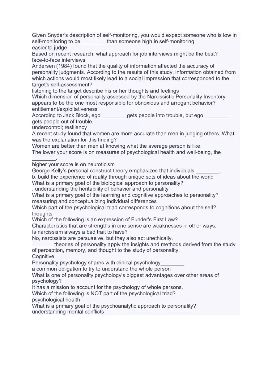 Personality Psychology Study Materials - Page 22