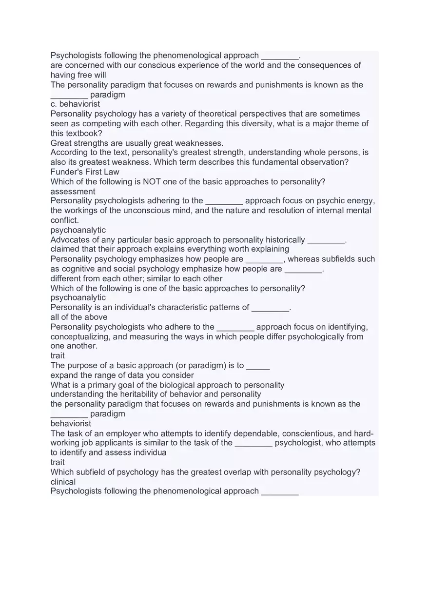 Personality Psychology Study Materials - Page 23