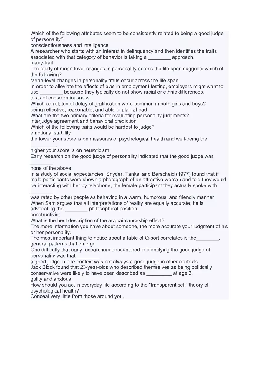 Personality Psychology Study Materials - Page 1