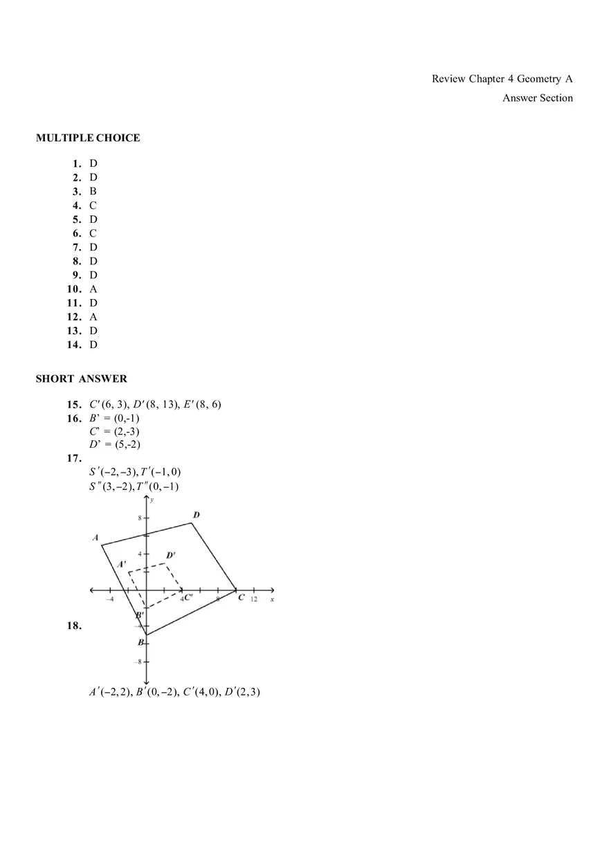 Geometry A Chapter 4 Test Review Answer Key - Page 1